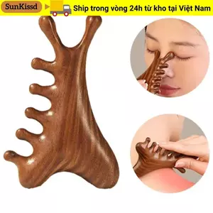 Lược Massage Kinh Tuyến Toàn Thân SUNKISSD, Lược Massage Đầu Năm Răng 4 in1, Răng Rộng Đa Năng Trị Liệu Gỗ Chống Tĩnh Điện Massage Lược Đầu Cổ Mũi Cheek