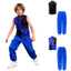 Nyeemya Trẻ Em Bé Trai Kim Loại Jazz Dance Trang Phục Mock Cổ Không Tay Lưng Dây Kéo Vô Hình Kim Sa Lấp Lánh Sáng Bóng Khối Màu Với Quần Hàng Hóa