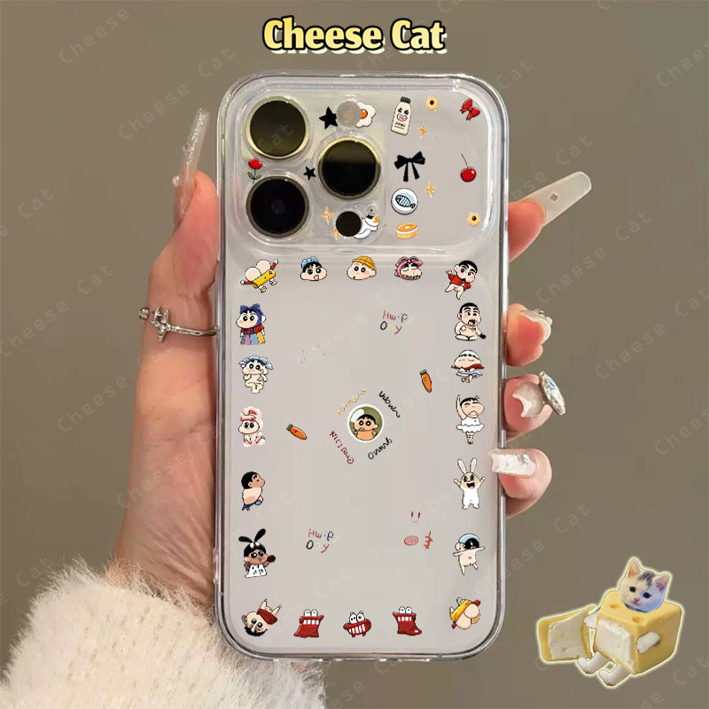 Chuyển sang tuổi 17PM Shin Ốp điện thoại bảo vệ họa tiết ống kính dễ thương cho iPhone Xs XR 11 12 13 14 15 16 Pro Max