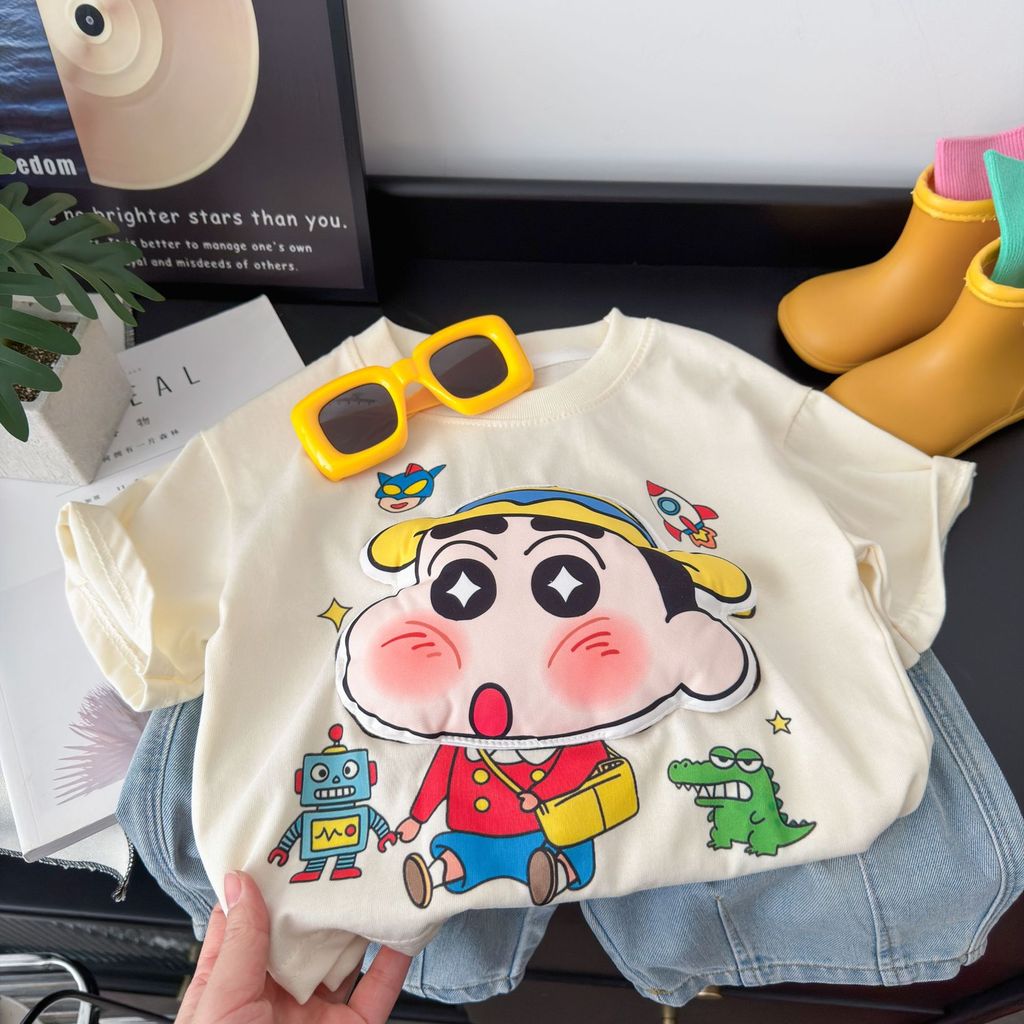 Ba Chiều Pinchable Búp Bê Trẻ Em Áo Thun Tay Ngắn Cotton Nguyên Chất Mùa Hè Top 80-180 Size M4YJ