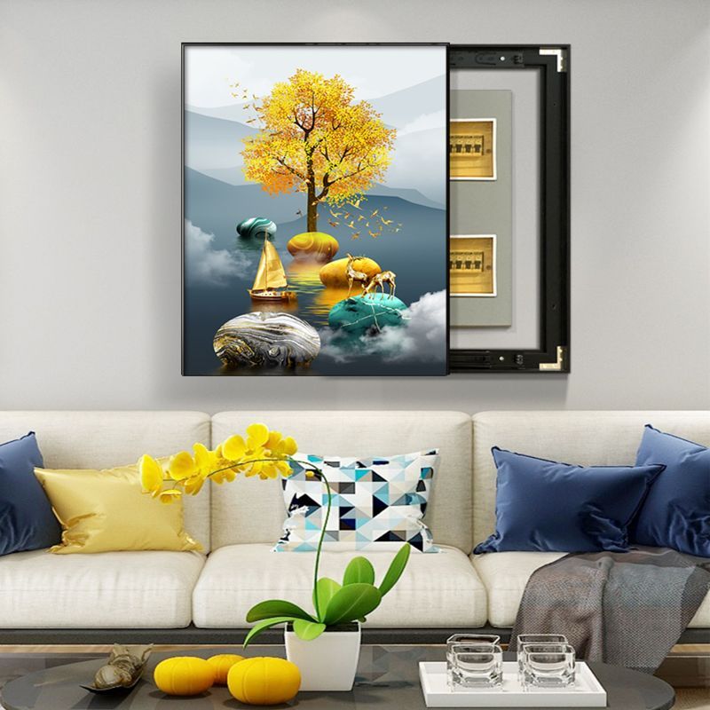 Tranh trang trí hộp công tơ điện dạng đứng, có thể trượt để che hộp ...