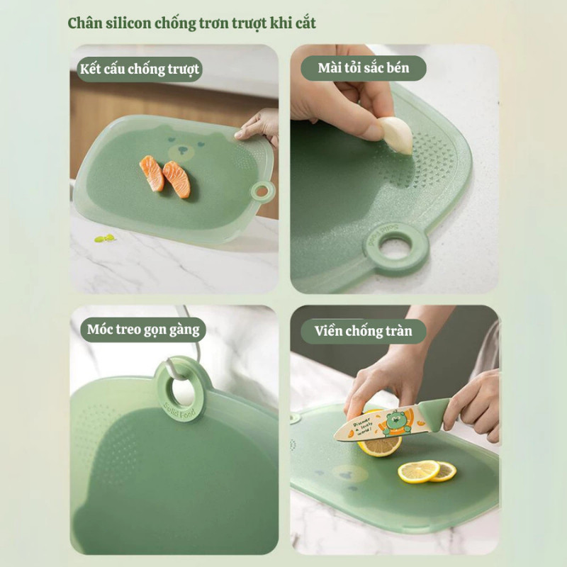 Thớt Nhựa Kháng Khuẩn HomeMate Cao Cấp, Thớt Chống Trượt Có Móc Treo Chống Ẩm Mốc Dễ Vệ Sinh