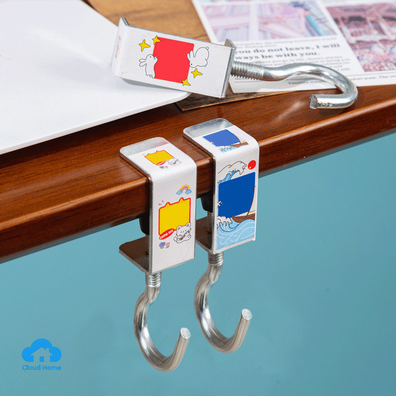 🌤️COD🌤️Móc treo balo, túi xách bằng chất liệu kim loại cứng cáp, móc treo đồ cạnh bàn có thể xoay điều chỉnh