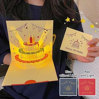 Thiệp sinh nhật âm nhạc Bật lên Bánh 3D Thiệp chúc mừng ánh sáng âm nhạc Thẻ tin nhắn quà tặng tiệc sinh nhật sáng tạo