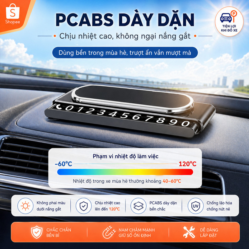 Thẻ Số Điện Thoại Đỗ Xe Tạm Thời Từ Tính – Bảng Số Hợp Kim, Chịu Nhiệt, Hiển Thị Ban Đêm, Phụ Kiện Ô Tô Tiện Lợi