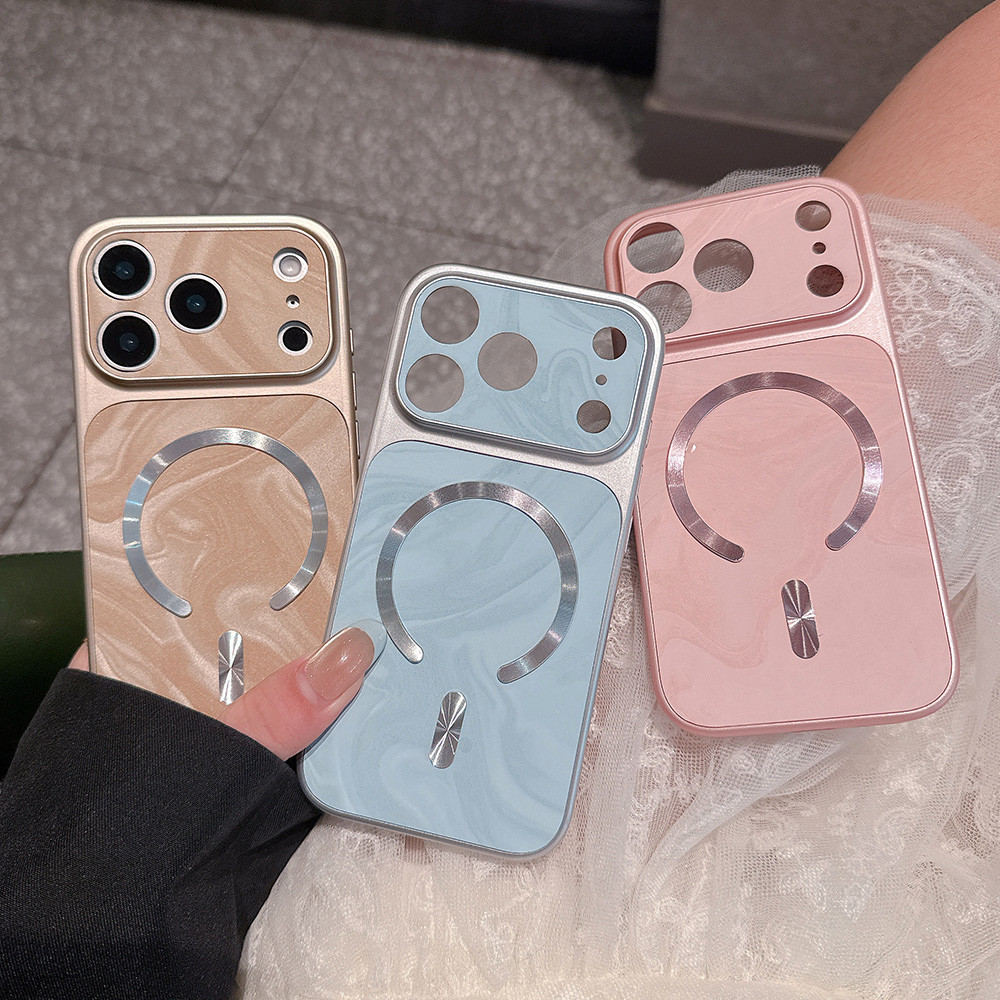 Ốp Điện Thoại Mạ Ripple Từ Tính Cho iPhone 17 Pro Max 16 Plus 15 14 13 12 11 Vỏ Bảo Vệ Chống Sốc