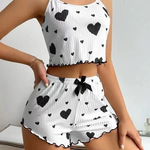 Cherry Loungewear Quần short treo in hình trái tim thường ngày có thể mặc bên ngoài Bộ đồ ngủ nữ 5.12