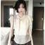 Áo sơ mi voan chấm bi phong cách Hàn Quốc dành cho nữ mùa hè thon gọn hơn trông sang trọng Áo sơ mi nhỏ Sling Top hợp thời trang hai mảnh