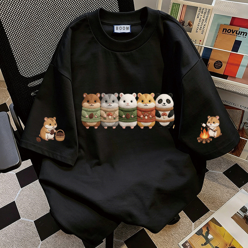 BOOM Áo thun nữ kiểu hàn quốc form rộng tay lỡ cổ tròn cotton Mát-Hè hot trend in cách dễ thương Áo phông form vừaV061