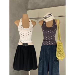 ✅ Trong Kho ✅ Thanh Lịch Mùa Hè Áo Thường WGWE2026 Xuân Hè Hot Girls Gió Tương Phản Màu Sóng Điểm Treo Cổ Áo Vest Nữ Mặc Ngoài Slim-fit Giảm Béo Gợi Cảm Top