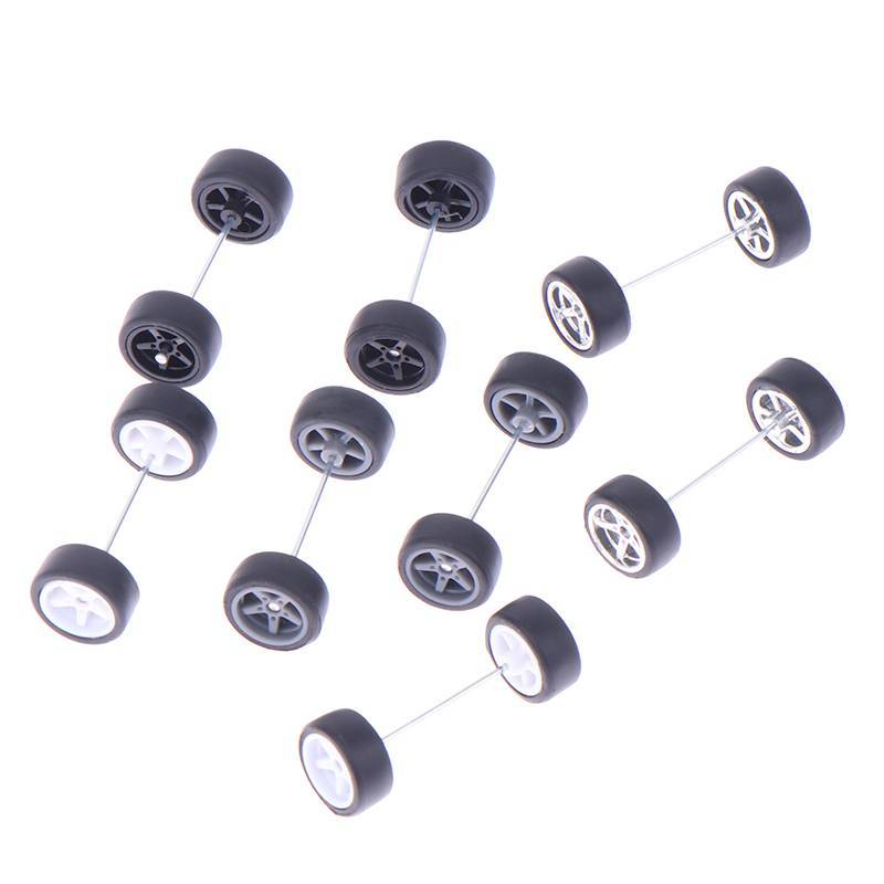 Newsmallbrains 1 Bộ DIY Racing 1: 64 Bánh Xe Ô Tô Cho Lốp Cao Su Có Trục Bánh Xe Mô Hình Sửa Đổi Một Phần NSB