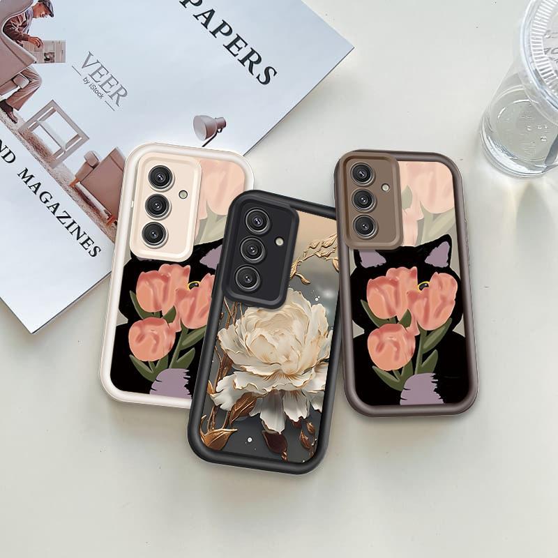 Ốp Lưng Cho Samsung S20 S21 S22 S23 S24 S25 S26 PLUS FE + Hoạt Hình Silicone Bé Gái Mềm TPU Hoa Tulip Mắt Thiên Thần Chống Sốc Ốp Điện Thoại