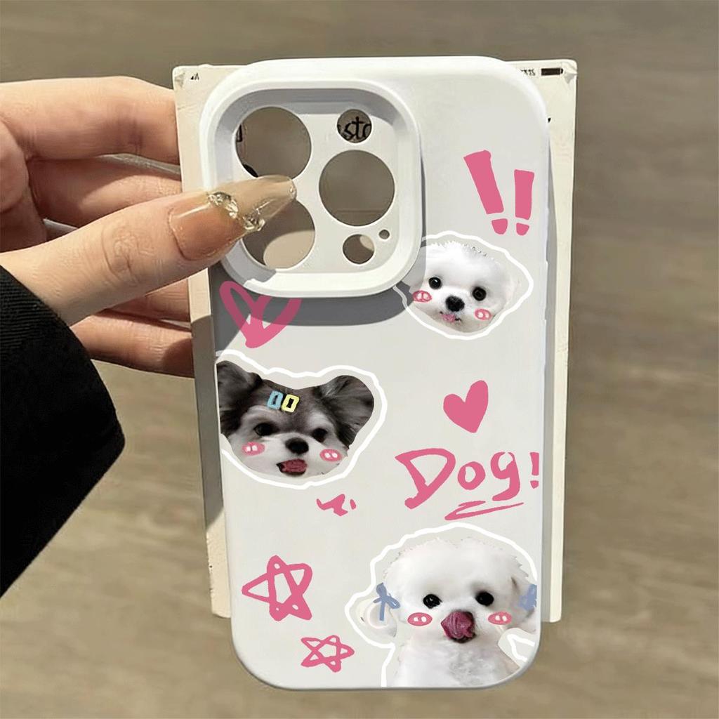 Pink Dog Puppy Collection cho iPhone 17pro trường hợp điện thoại 161514pro lỗ silicone