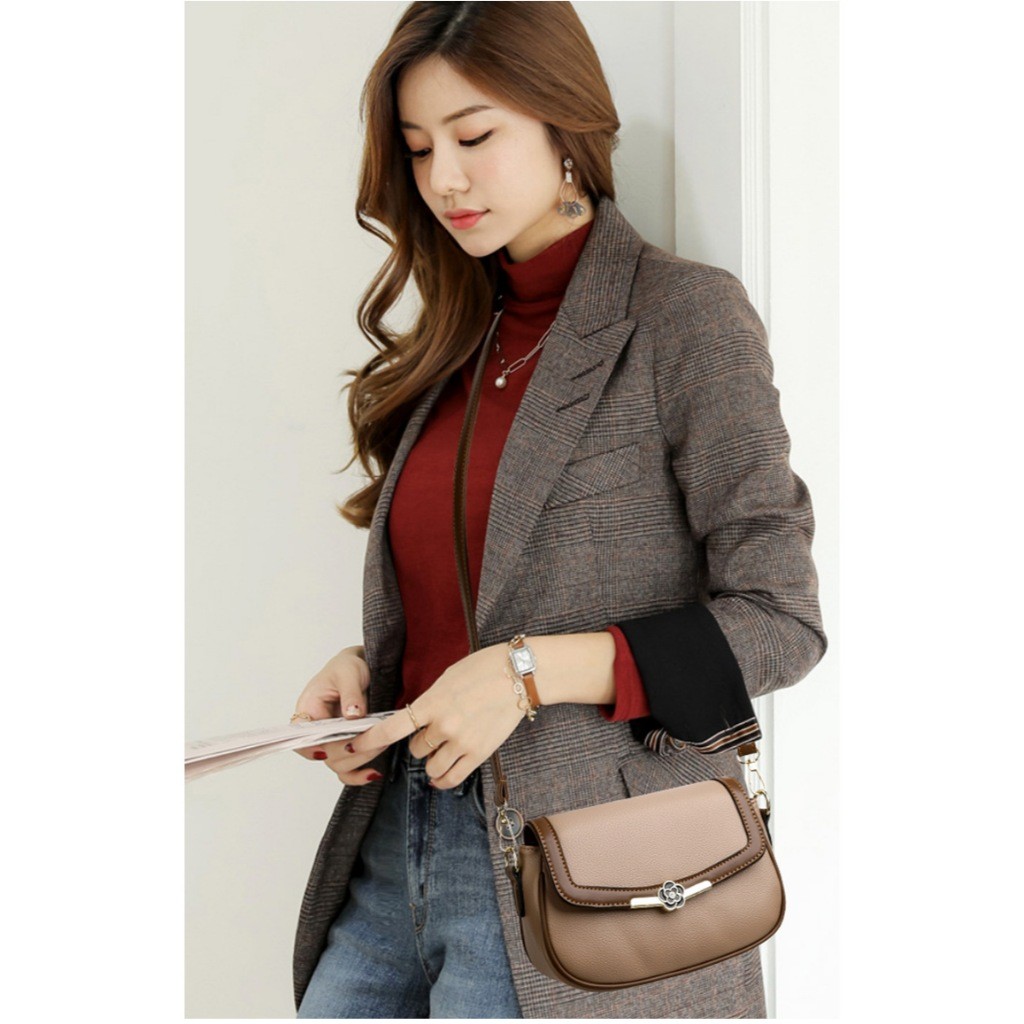 Túi đeo chéo nữ dáng bầu da PU cao cấp thời trang thanh lịch MUNSTORE TBH20