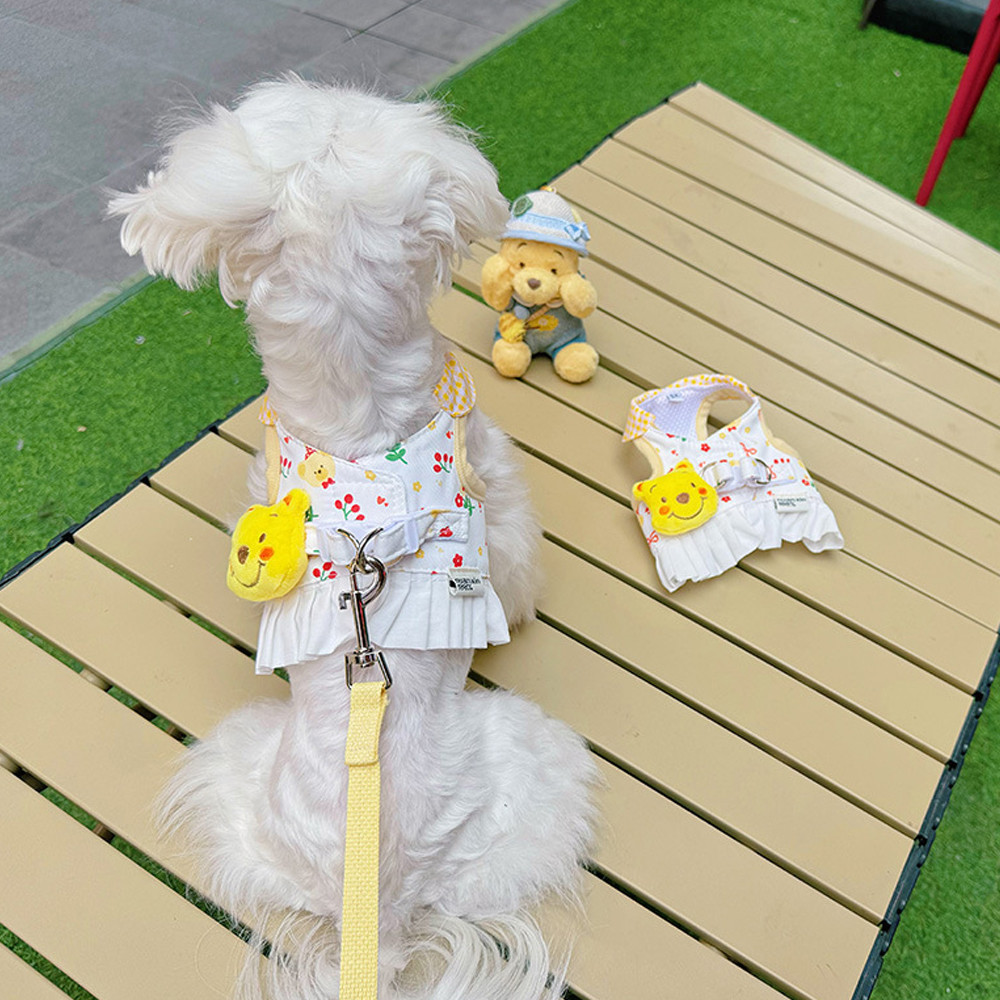 Thú Cưng Bichon Chó Mèo Hoạt Hình Dây Đeo Ngực Kéo Dây Quần Áo Chó Nhỏ Gấu Dễ Thương Mùa Xuân Mùa Hè Công Chúa Ngực Lưng