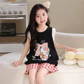 Bộ đồ ngủ bé gái – Áo ba lỗ + quần short cotton, in hình thỏ dễ thương, mặc nhà thoáng mát