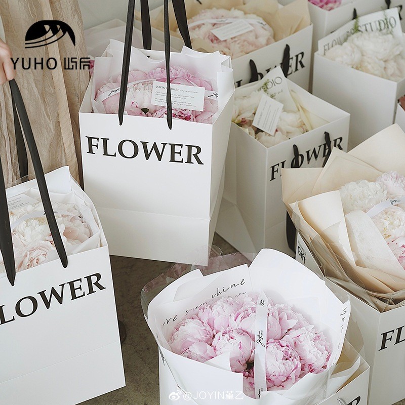 [hỏa tốc hcm] Túi giấy đựng hoa Flower kẽm nhung hoa sáp hoa len hoa xốp làm quà trang trí ANGIHOME