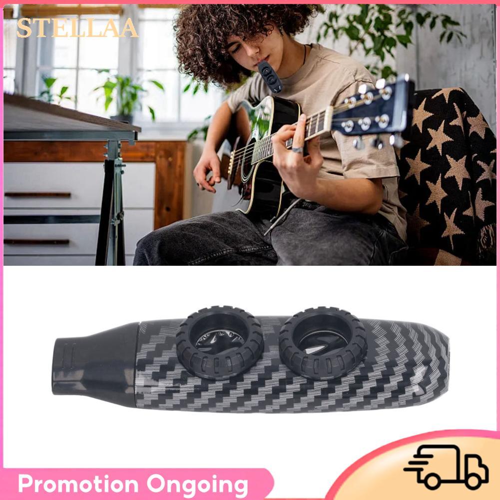 Stellaa Sáo Kèn Kèn Kazoo Dụng cụ gió ABS có thể điều chỉnh Màng ngăn tròn hai lỗ để cắm trại đi bộ đường dài (Sọc)