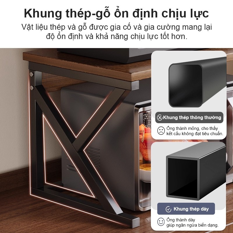 Kệ Lò Vi Sóng thép cacbon Kệ Để Đồ Nhà Bếp  Khả năng chịu tải mạnh mẽ Kệ tầ hiện đại