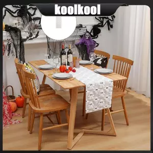 Kool Halloween Specter Table Runner với khăn trải bàn thêu 3D để trang trí tiệc ma quái