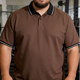 Plus Size Nam Đứng Cổ Chắp Vá Kinh Doanh Quá Khổ Áo Polo Màu Trơn