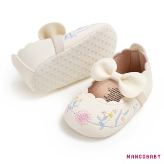 MG-Baby Bé Gái Giày Công Chúa Nơ Thanh Lịch Thêu Hoa Mềm Da PU Chống Trơn Trượt Đáy Giày Tập Đi Đầu Tiên Giày Tập Đi