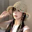 Mũ nữ mùa hè hạt gỗ rỗng lớn, phong cách ngư dân, dễ gấp gọn chống nắng