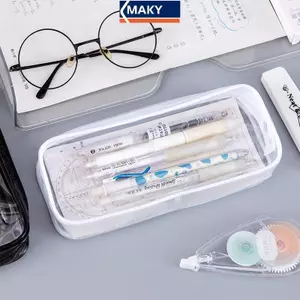 MAKY Đơn Giản Trong Suốt Hộp Đựng Bút Dung Tích Lớn Túi Đựng Bút Sinh Viên Hộp Đựng Văn Phòng Phẩm Sáng Tạo Túi Bảo Quản Đồ Dùng Học Tập VN
