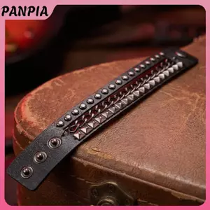 PNPIA - Vòng Tay Xích Da Kim Loại Phong Cách Punk Goth, Thoảng Mát Cho Biker và Dạo Phố