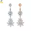 Nhẫn buộc bụng zircon pha lê thời trang, thép không gỉ, trang sức gợi cảm
