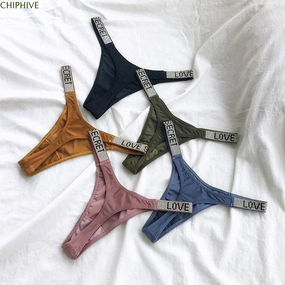 CHIPHIVE Kim Cương Giả Thông Quần Lót Nữ Có Chữ Thấp Thể Dục Thể Dục Thể Thao Dây Chữ G