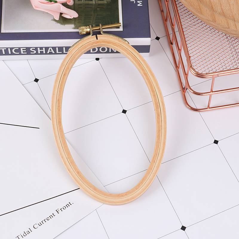 < WHPHous-t > Khung vòng thêu bằng tre Hình bầu dục Vòng thêu chữ thập DIY thủ công Đẹp