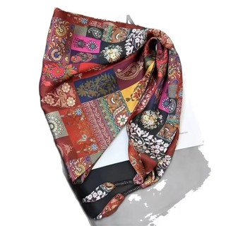 Khăn quàng cổ DANBY, Khăn quàng cổ hình tam giác in hoa lụa, Váy thắt lưng trang trí bằng vải Polyester cổ điển cá tính