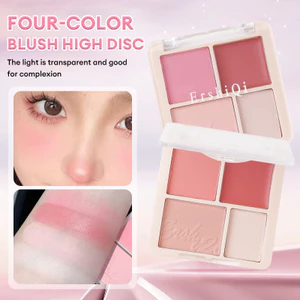 【Roshy】🍧Phấn Má Hồng 4 ô Nhũ Sáng Highlight Trang Điểm Tích Hợp Phấn Mắt Nhũ Lì bền màu