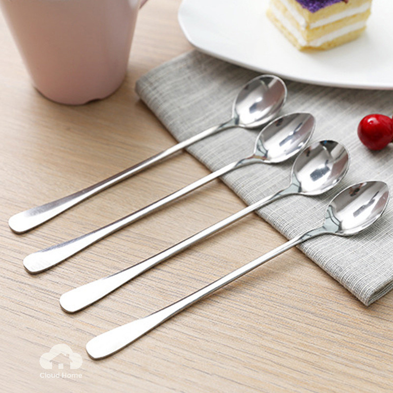 🌤️COD🌤️thìa muỗng dài ăn khuấy sữa bằng thép không gỉ inox 20cm khuấy nước mật ong vàng bạc cute