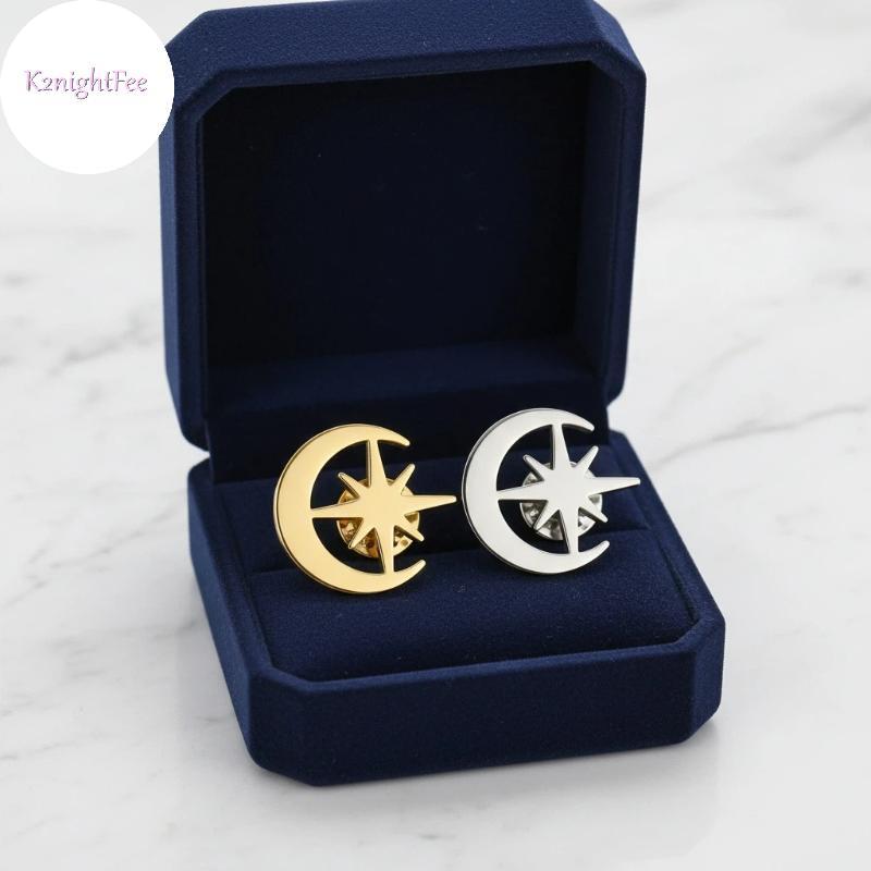 K2nightFee Trâm Huy Hiệu Sáng Tạo từ Thép Không Gỉ Hình Mặt Trời Mặt Trăng Sao - Phù Hợp làm Quà Tặng và Phụ Kiện Ve Áo