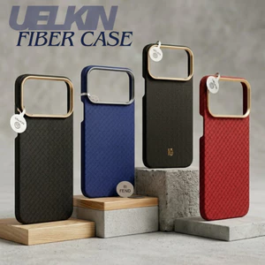 Ốp Lưng UELKIN Fiber Vân Carbon Cho iPhone 17 Pro Max - Sợi Aramid Siêu Mỏng 0.6mm, Viền Kim Loại, Magnetic