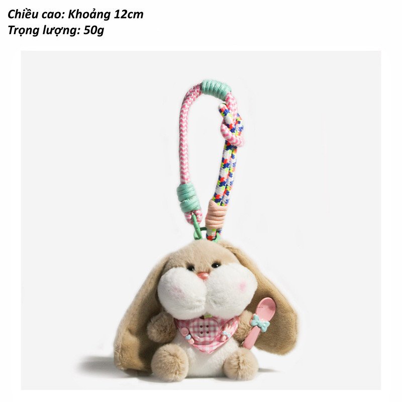 Móc khóa thỏ vải nhung cao cấp dễ thương charm treo balo túi xách phụ kiện quà tặng tiện dụng