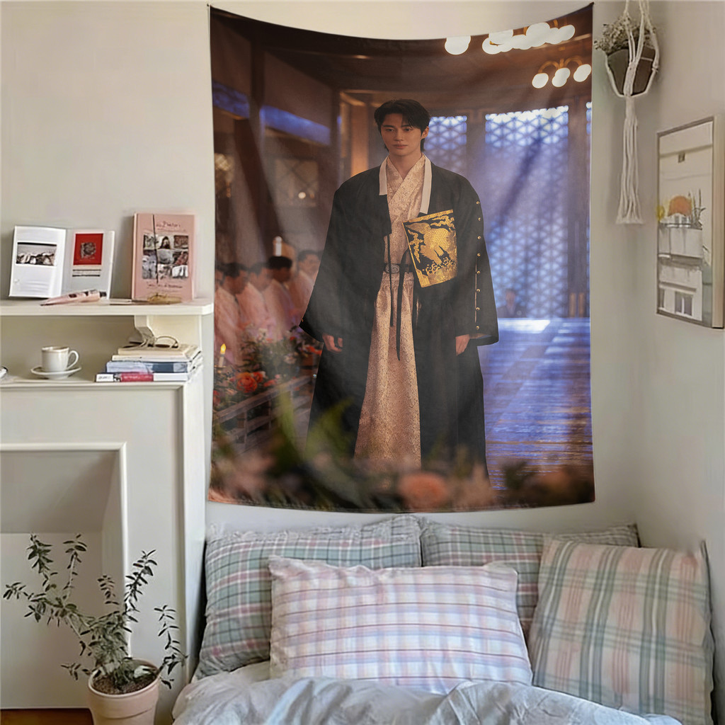 Tấm thảm treo tường Byeon Woo Seok có kẹp, Tấm thảm Polyester vương miện hoàn hảo Treo tường phòng ngủ