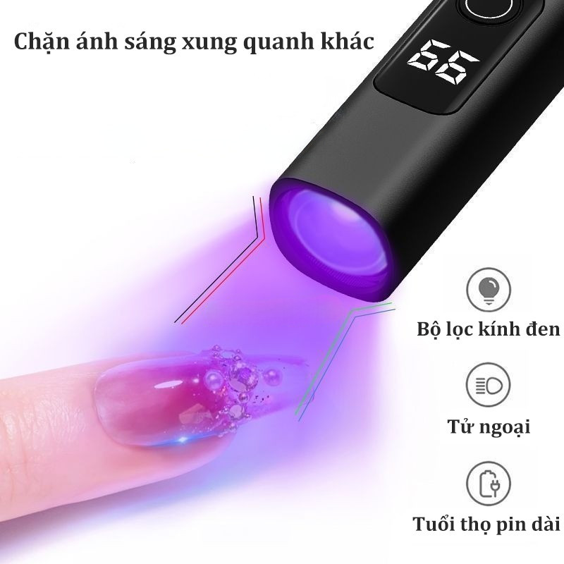 Đèn Hơ Móng Mini Cầm Tay 3W – Có Màn Hình LED Hiển Thị Thời Gian, Sấy Khô Nhanh, Tiện Lợi Cho Gia đình Và Tiệm Nail