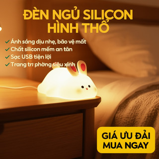Đèn ngủ thỏ silicon mềm Silicone nhẹ nhàng Đèn LED hẹn giờ Chức năng sạc USB Phòng ngủ