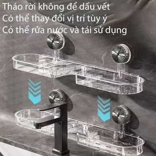 Kệ bồn rửa trong suốt Giá hút chân không Khay lưu trữ phòng tắm Lỗ thoát nước Có thể tháo rời Bền