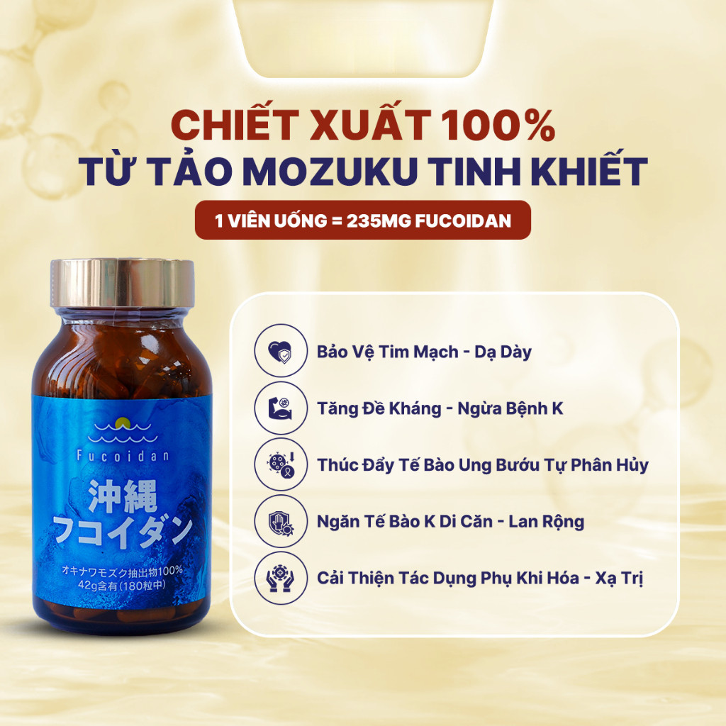 [Chính hãng] Viên uống tảo Nhật Okinawa Fucoidan tăng đề kháng, giúp phòng và hỗ trợ điều trị ung thư - 180 viên/hộp