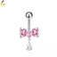 Nhẫn Rốn Hình Bướm Trái Tim từ Thép Không Gỉ và Đá Pha Lệ Hồng Zircon - Trang Sức Dành Cho Nữ