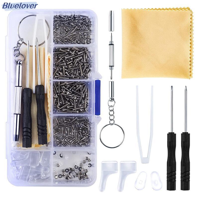 Bộ Dụng Cụ Sửa Chức Kính Mắt Bluelover 500 Chiếc, Bao Gồm Ốc Vít, Tua Vít và Hạt Quang Học Mới