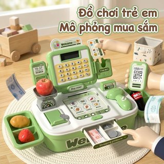 Đồ chơi máy tính tiền cho trẻ em 46 chiếc Giả vờ siêu thị Playset ABS Bộ đồ chơi nhập vai giáo dục