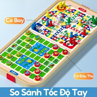 Gỗ 5 Trong 1 Hai Mặt Trò Chơi Ban Trẻ Em Giáo Dục Xếp Hình Bowling Ludo Khúc Côn Cầu Động Vật Cờ Vua