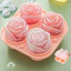 🌤️COD🌤️Khuôn silicon làm đá viên, họa tiết bông hồng,Khuôn thạch 4 viên có nắp đậy xinh xăn cute trang trí