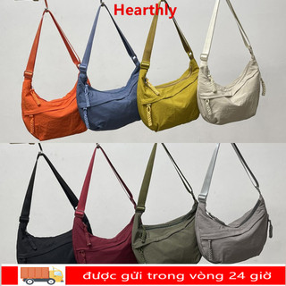 Túi Đeo Vai HEARTHLY, Túi Đeo Ngang Dung Tích Lớn Đơn Giản Hàn Quốc, Túi Đựng Bánh Bao Vải Nhẹ Màu Trơn Nữ