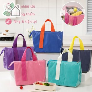 Túi Ăn Trưa Cách Nhiệt Tote Nhiệt Oxford PVC Chống Thấm Nước Miệng Rộng Văn Phòng Dã Ngoại Du Lịch